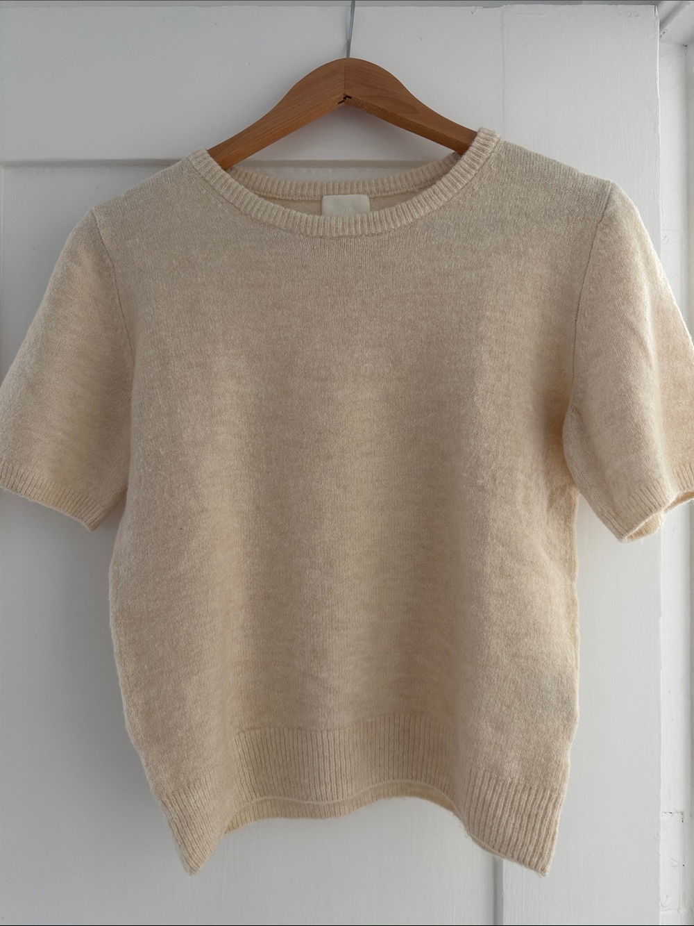 H&M Soft Cream Short-Sleeve Knit Top